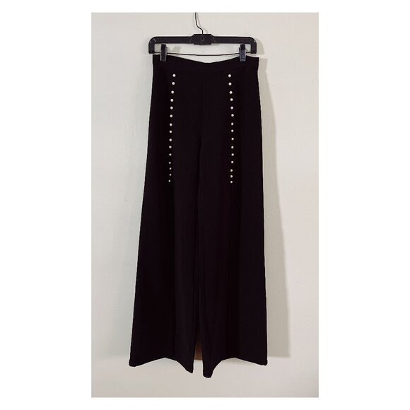 N12H Sz 2/4 Pearl Detail Split Front Wide Leg Pants - Picture 1 of 9